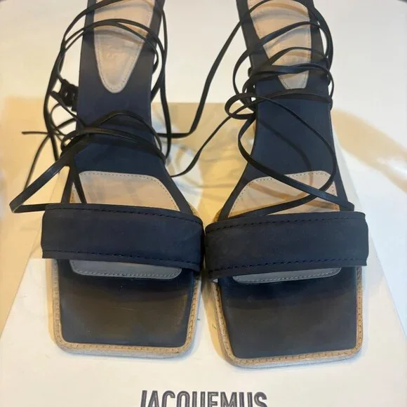 Jacquemus 'Adour' Strappy Heeled Sandals Navy Blue - Picture 3 of 8